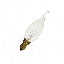 DECOR С35 FLAME CL 25W E14  (230V) FOTON_LIGHTING  -  лампа свеча на ветру прозрачная